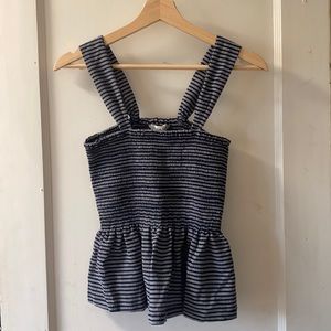 Madewell navy striped scrunch tank